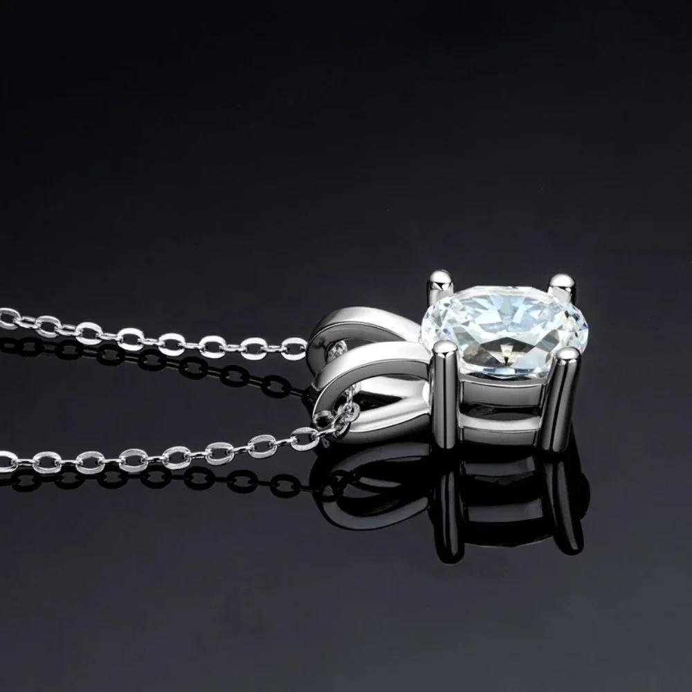 Certified 1ct. t.w. Moissanite Diamond Oval Pendant Necklace NEW